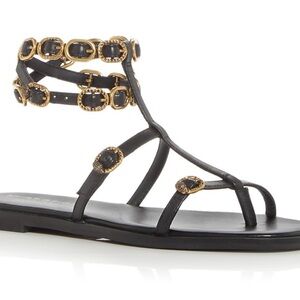 Kurt Geiger Black Sandals with Gold Embellishments